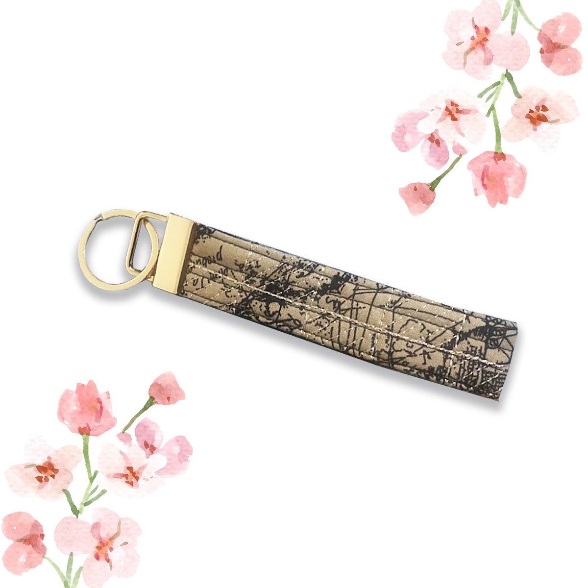 Snowdrop Keychain: Grey Maps Gold