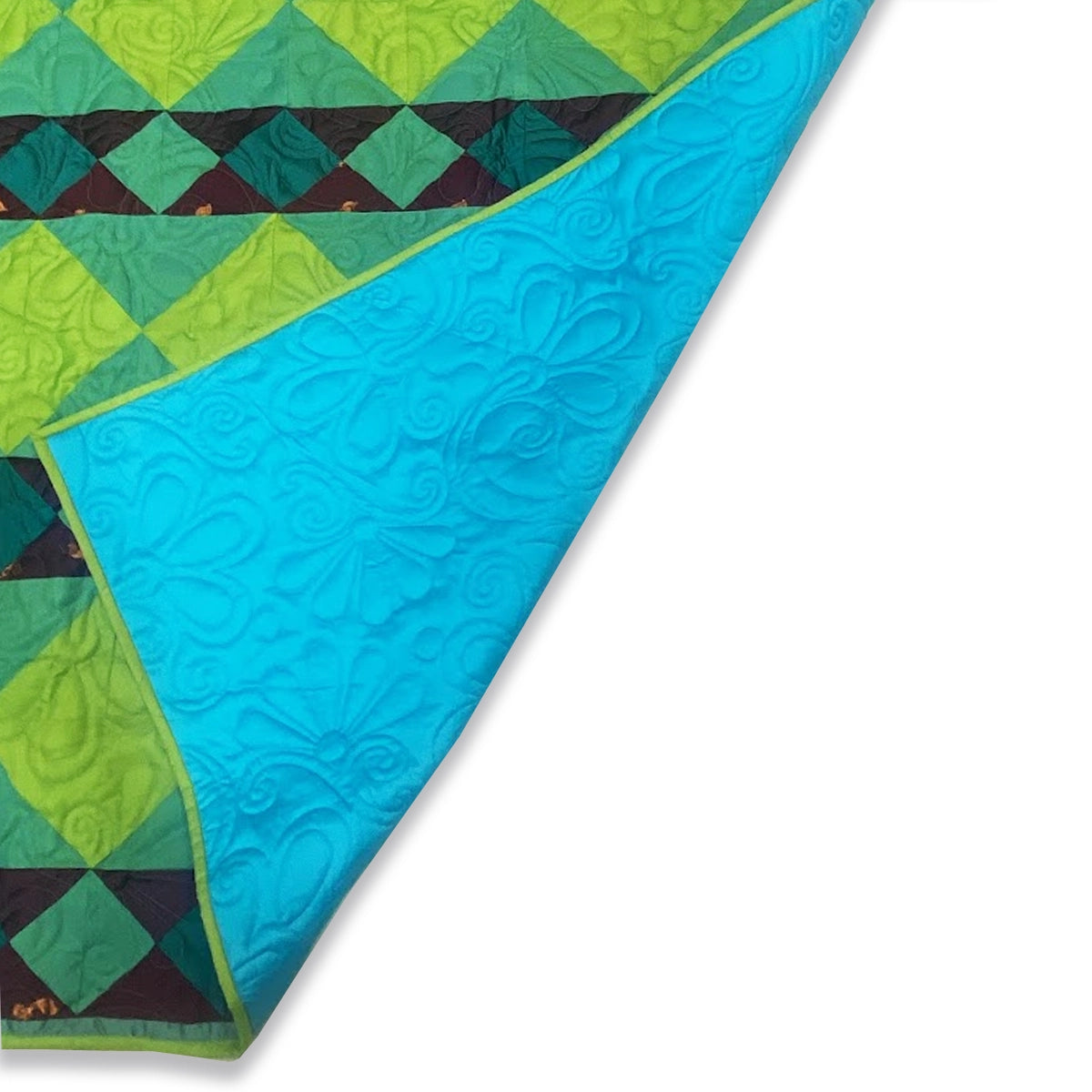 Single Bed Quilt: Blue Green Saree