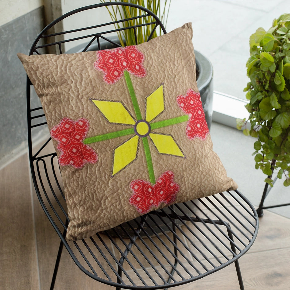 Lilly CUSHION COVER: Red and Yellow Flower