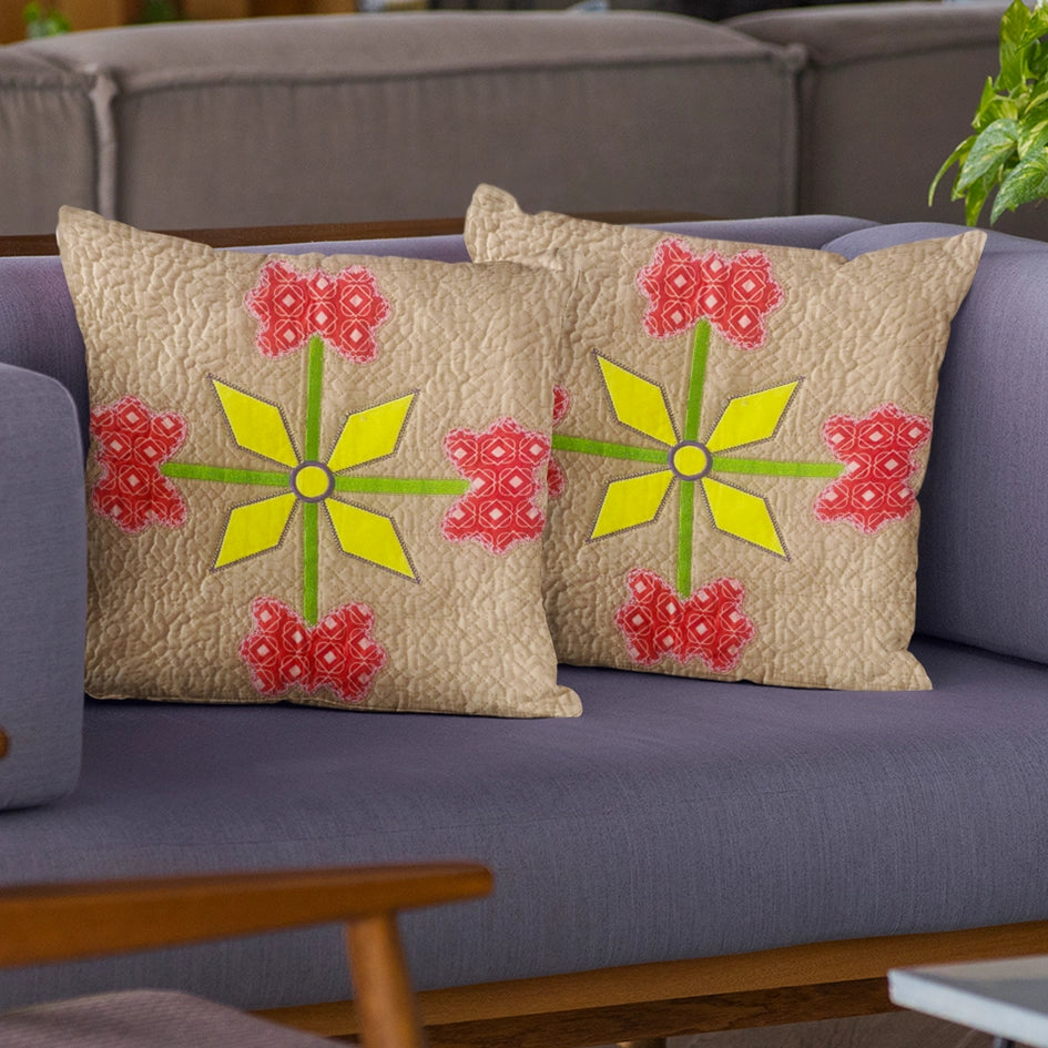 Lilly CUSHION COVER: Red and Yellow Flower