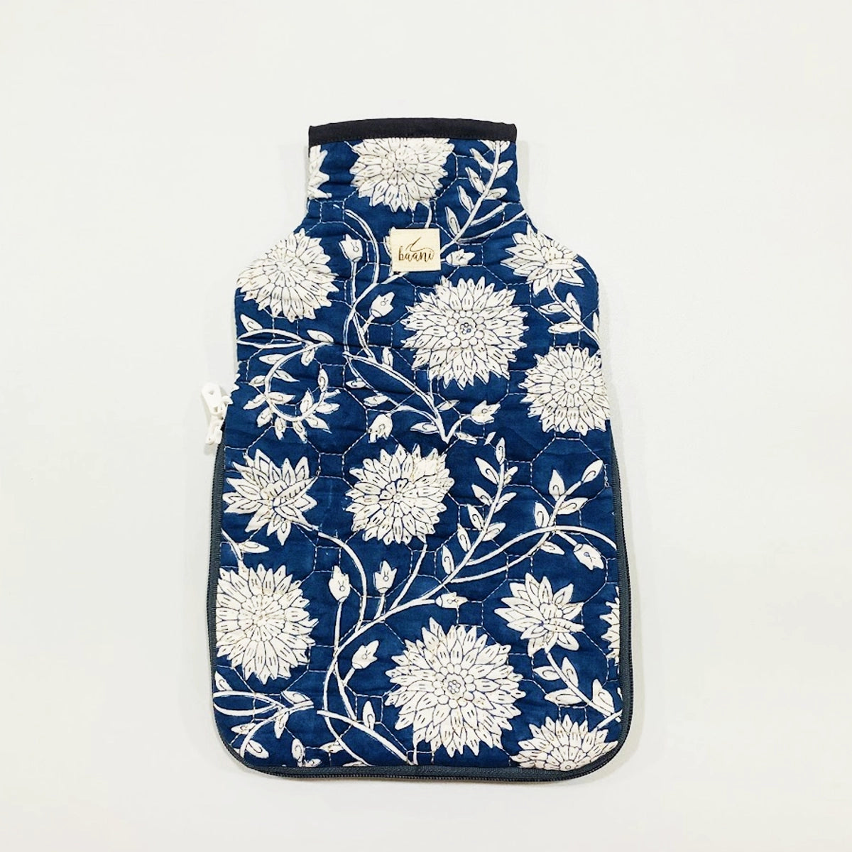 Camellia Hot Water Bag Cover: Blue Floral