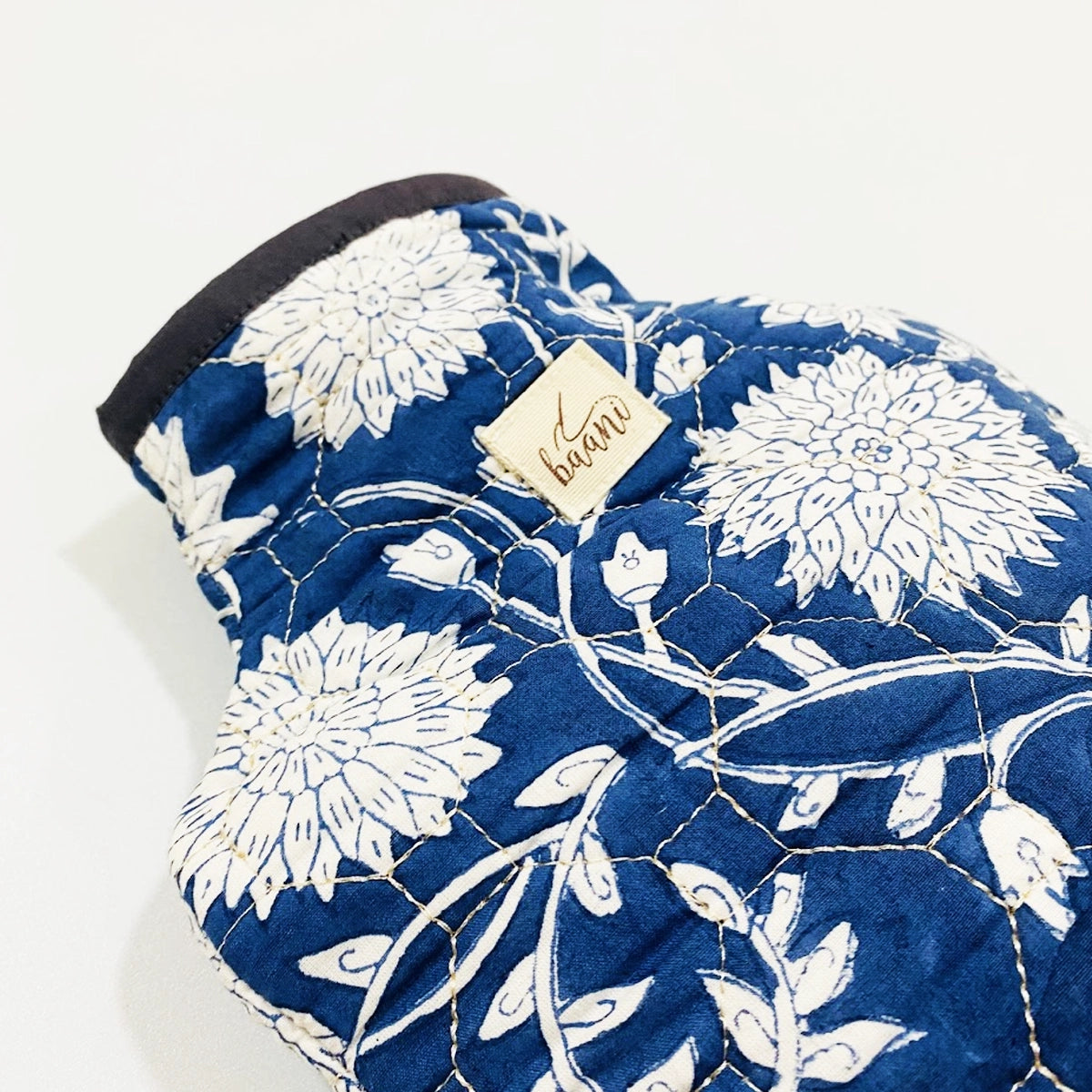 Camellia Hot Water Bag Cover: Blue Floral