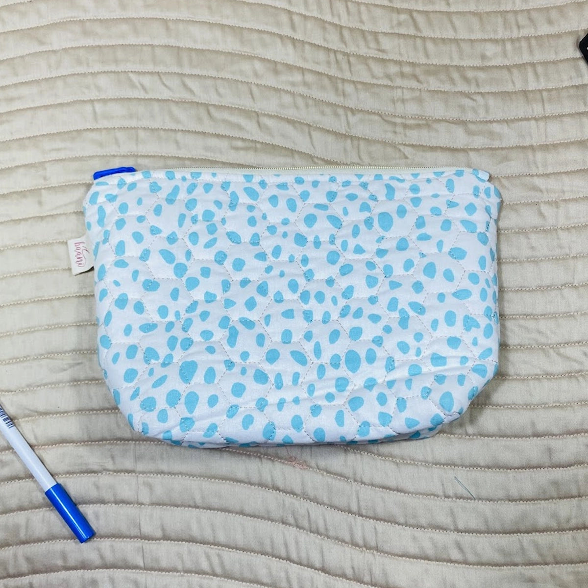 Daisy Pouches: Set of 3: Blue White Animal Spots