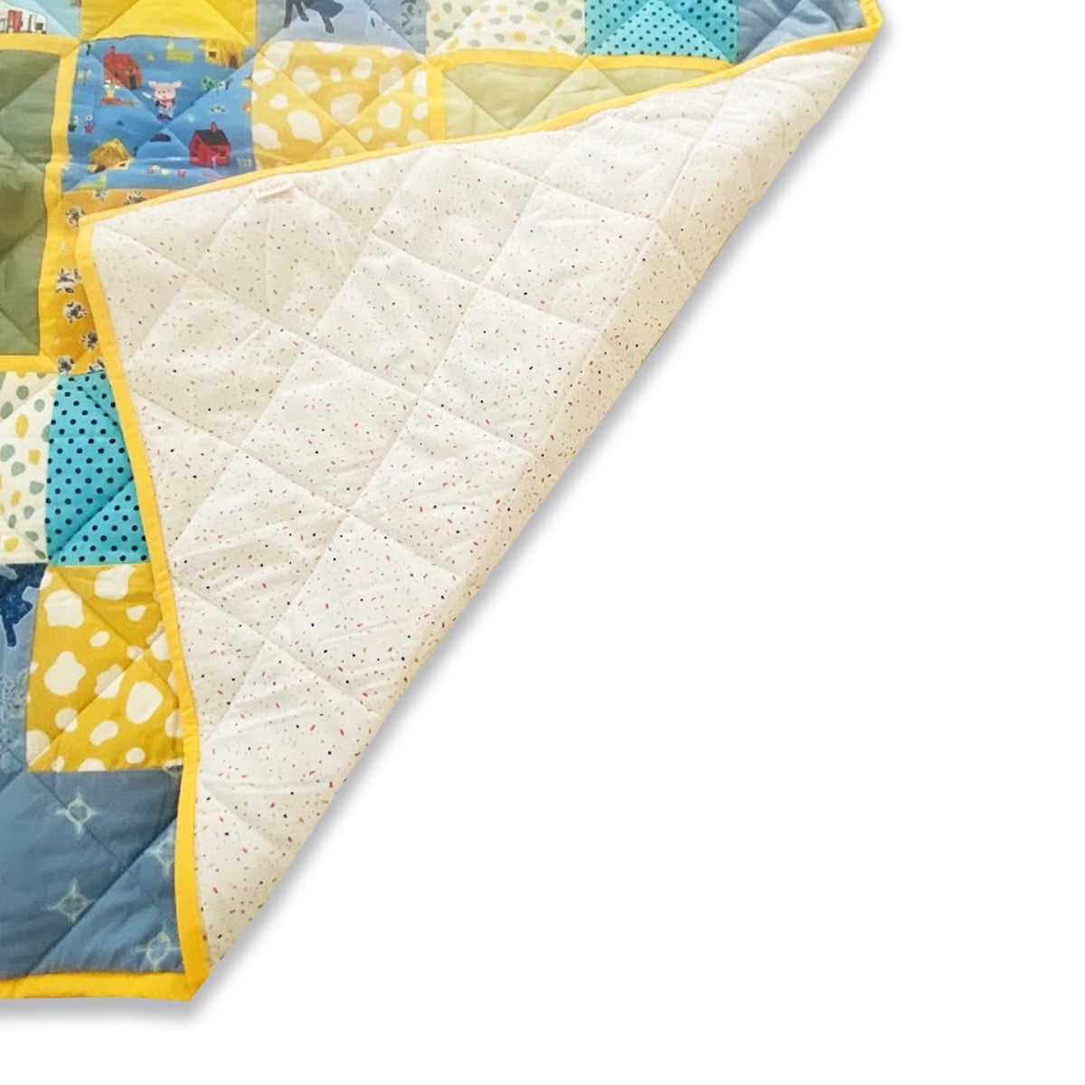 Baby Quilt: Embroidery- Yellow & Blue Horse and Goat