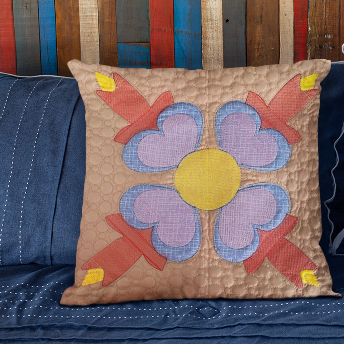 Lilly CUSHION COVER: Blue Red Buds