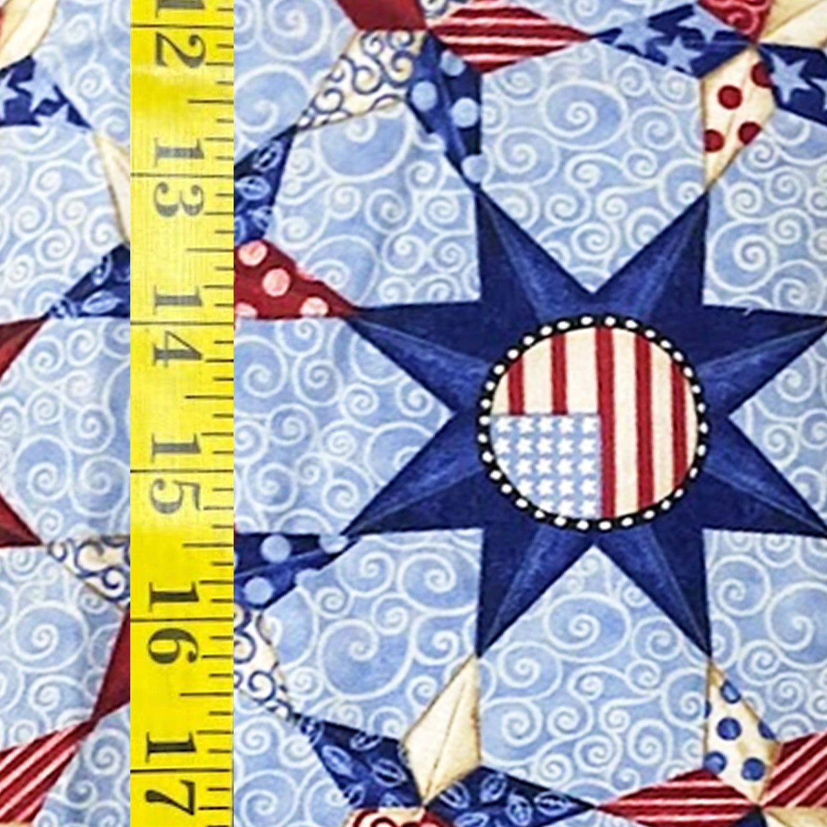 BAANI FABRICS : AMERICA BLUE RED STARS