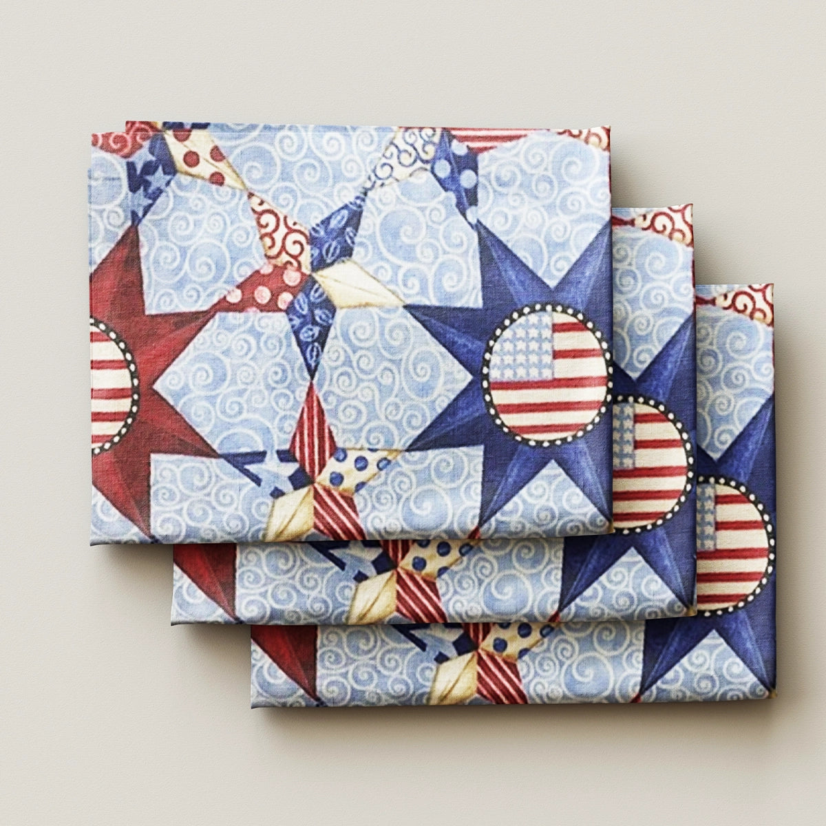 BAANI FABRICS : AMERICA BLUE RED STARS