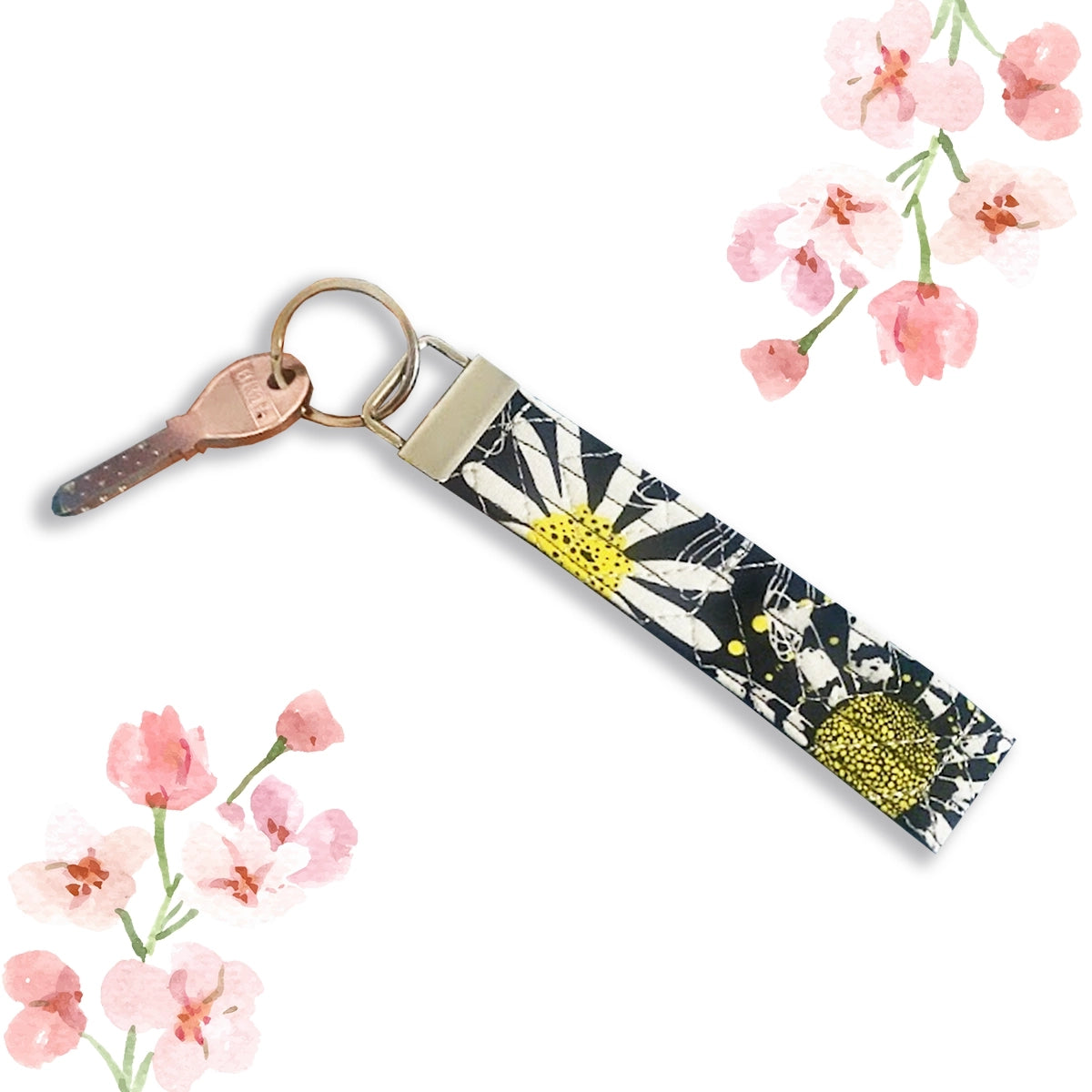 Snowdrop Keychain: Black Yellow Floral