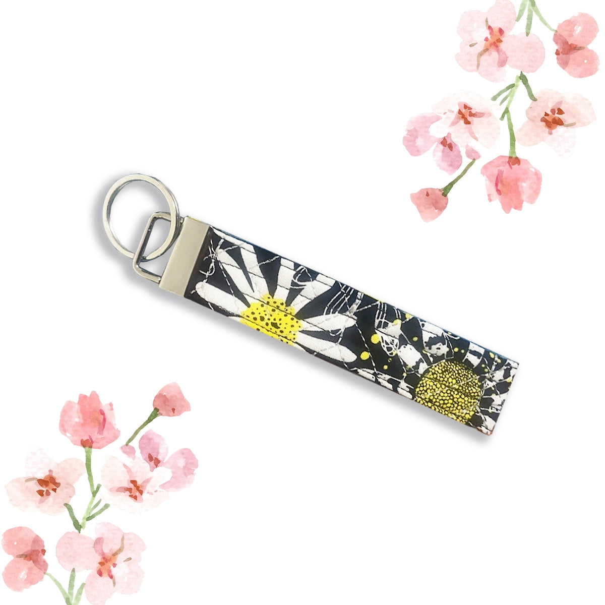 Snowdrop Keychain: Black Yellow Floral