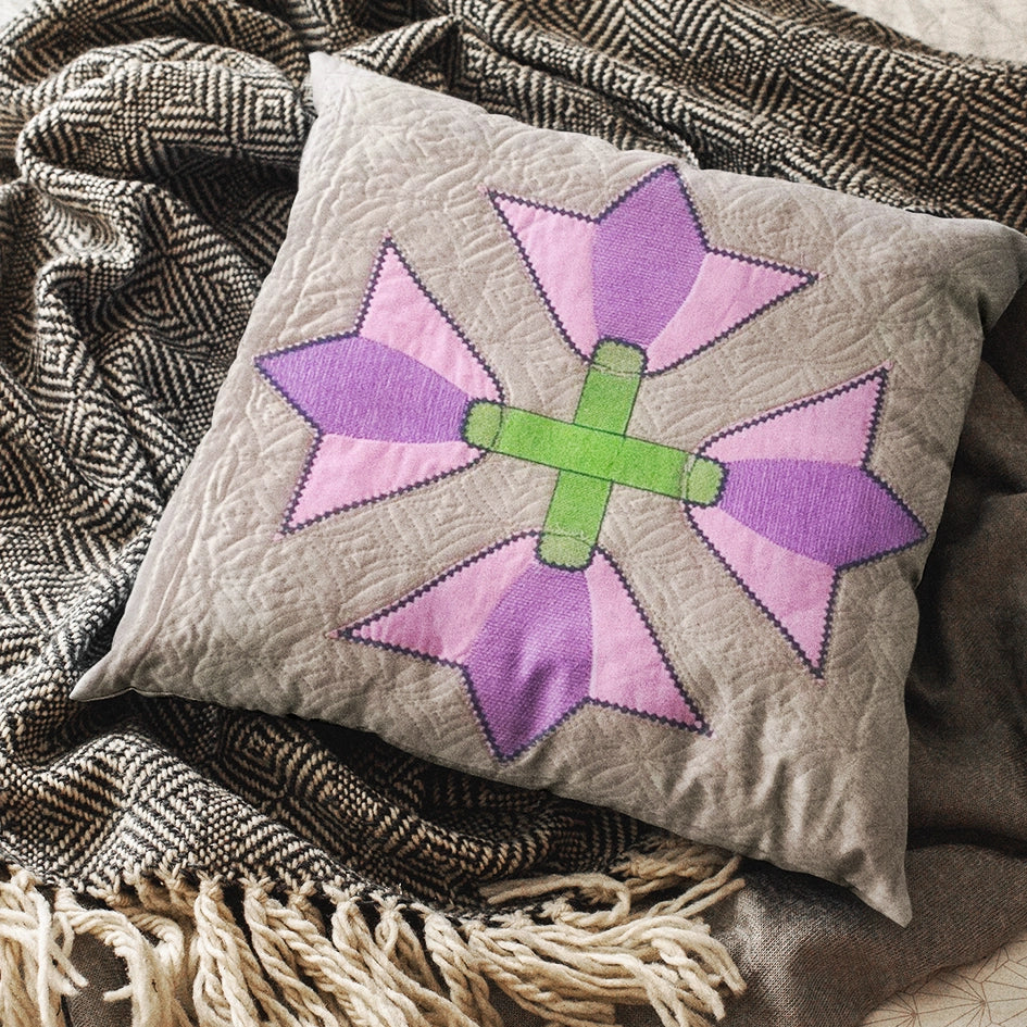 Lilly CUSHION COVER: Pink Purple Floral Criss Cross