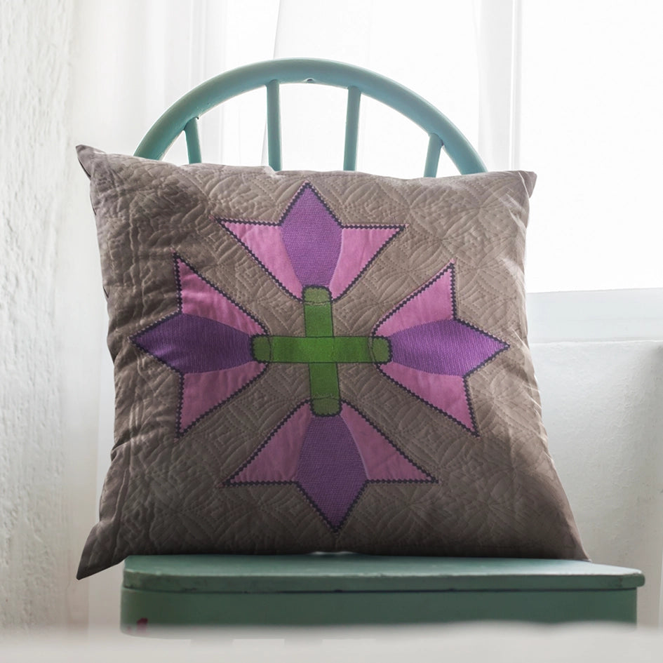 Lilly CUSHION COVER: Pink Purple Floral Criss Cross