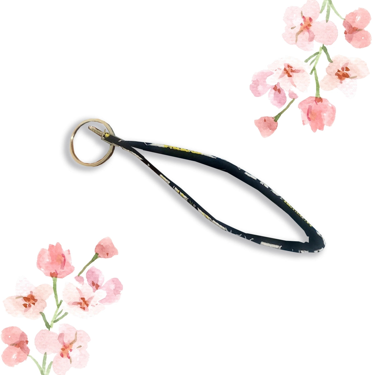 Snowdrop Keychain: Black Yellow Floral