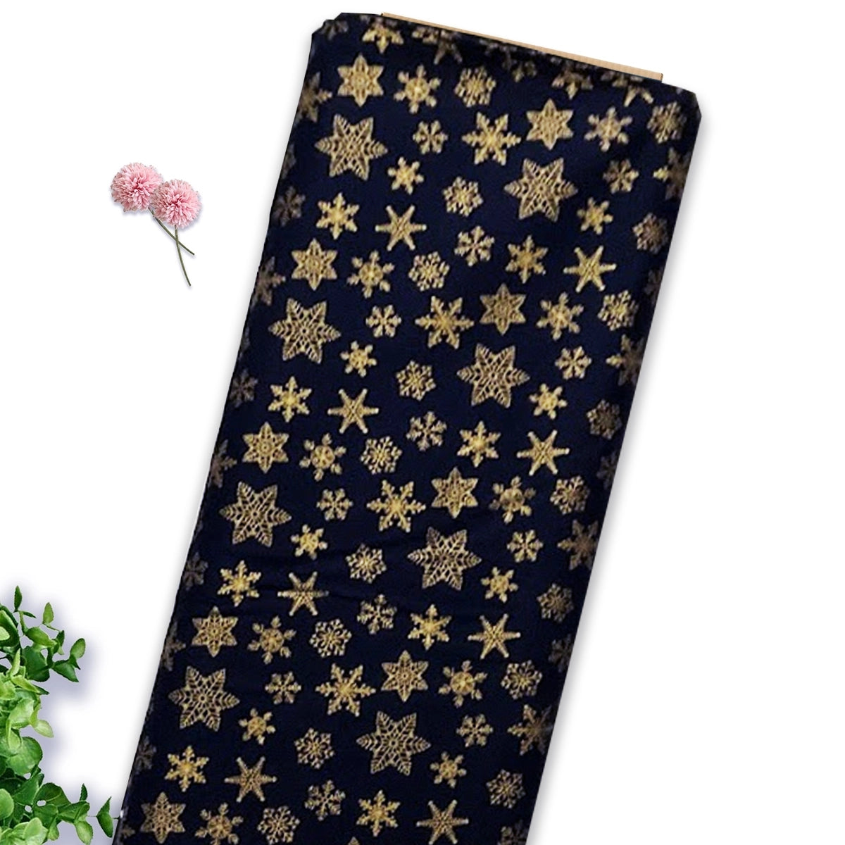 BAANI CHRISTMAS: Gold Snowflakes on Dark Blue