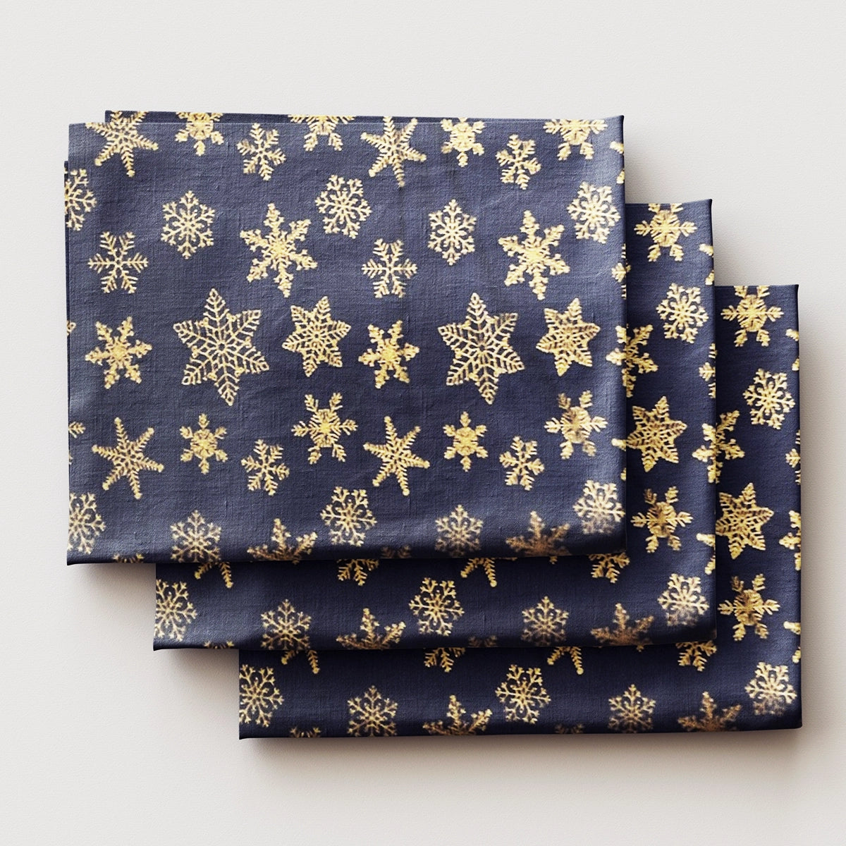 BAANI CHRISTMAS: Gold Snowflakes on Dark Blue