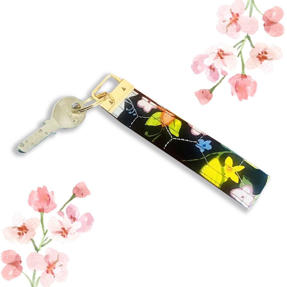 Snowdrop Keychain: Black Colorful Floral