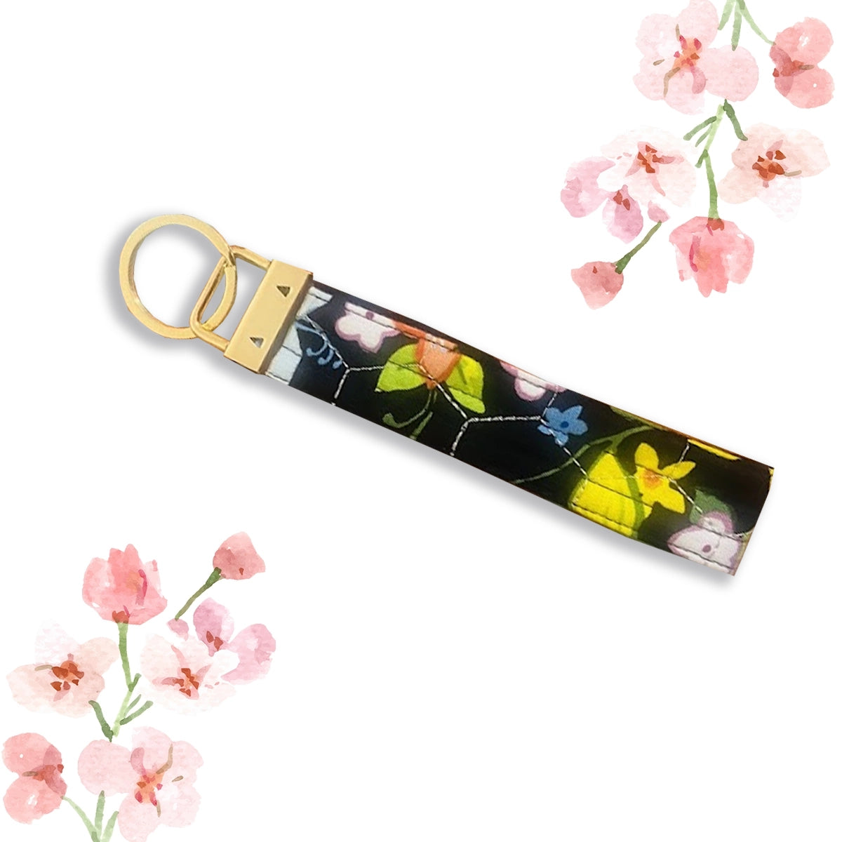 Snowdrop Keychain: Black Colorful Floral