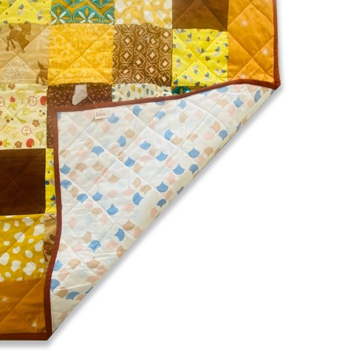 Baby Quilt: Embroidery- Brown & Yellow Cow and Goat