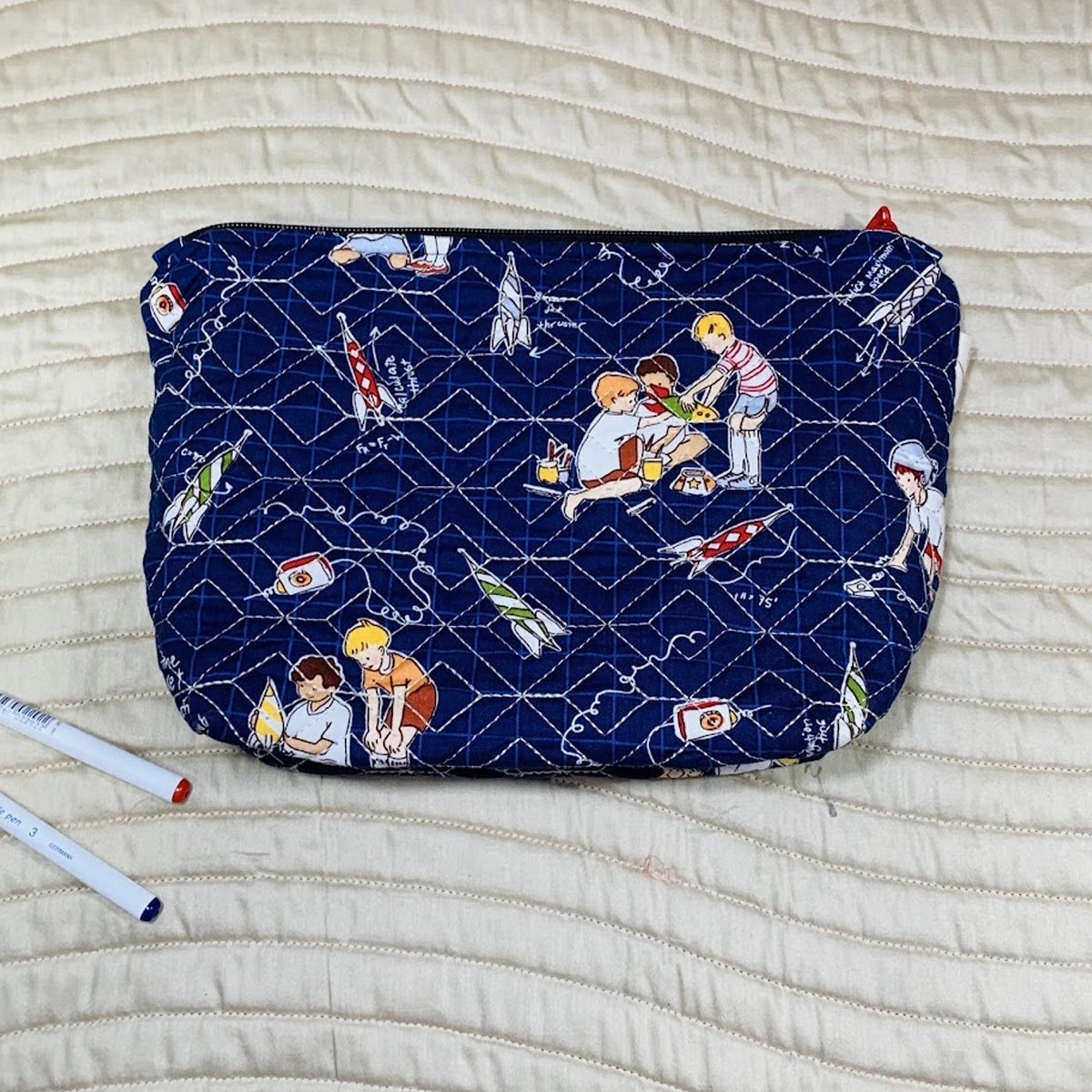 Daisy Pouches: Set of 3: Space Kids Dark Blue