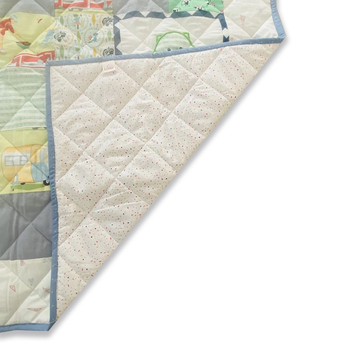 Baby Quilt: Embroidery- White & Green Owl and Cat