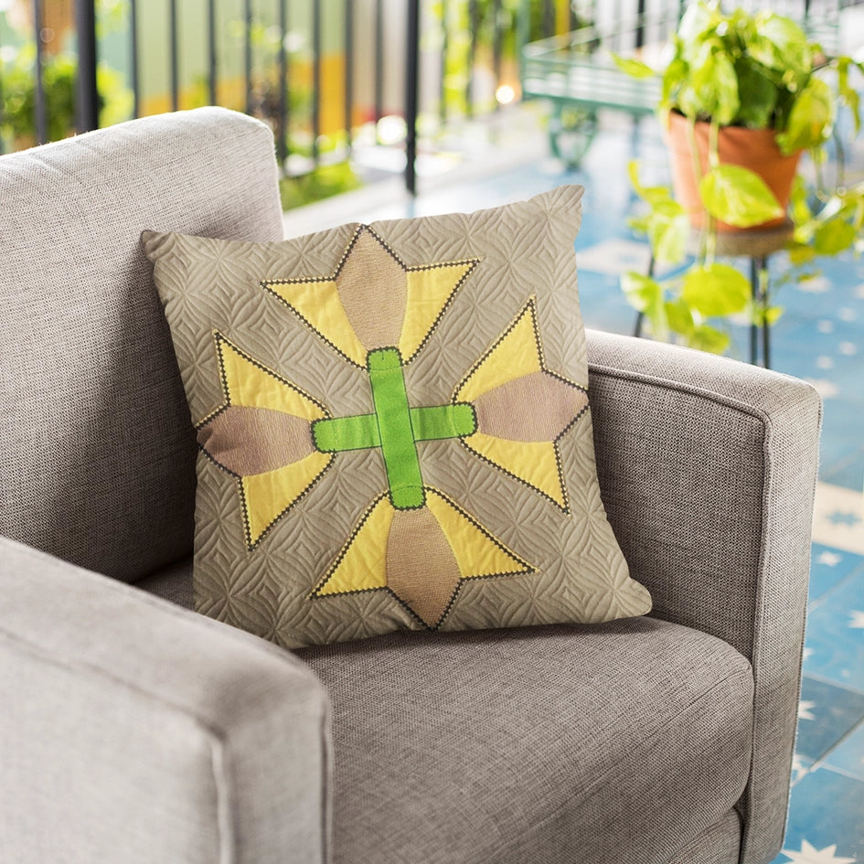 Lilly CUSHION COVER: Yellow Floral Criss Cross